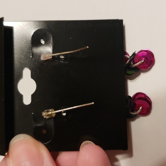 Pink and Black Dangle Earrings - Picture 2 of 5